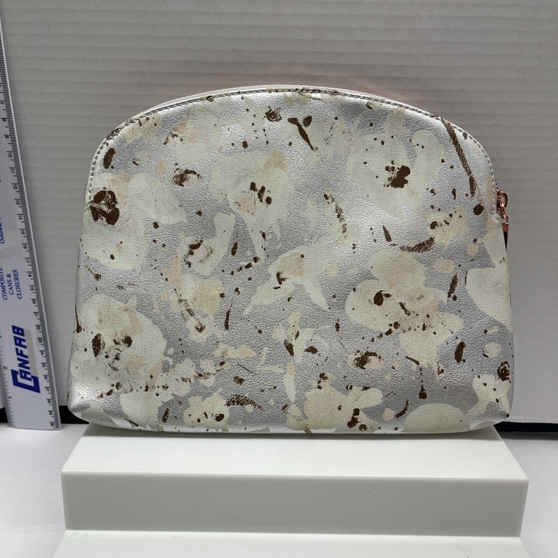 Anthropologie Silver Speckled Commuter Clutch Travel Zip Pouch Bag