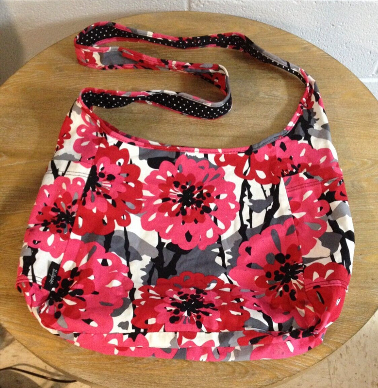 Thirty-One Reversible Bold Bloom Polka-Dot Shoulder Book Bag Bohemian Bag GREAT