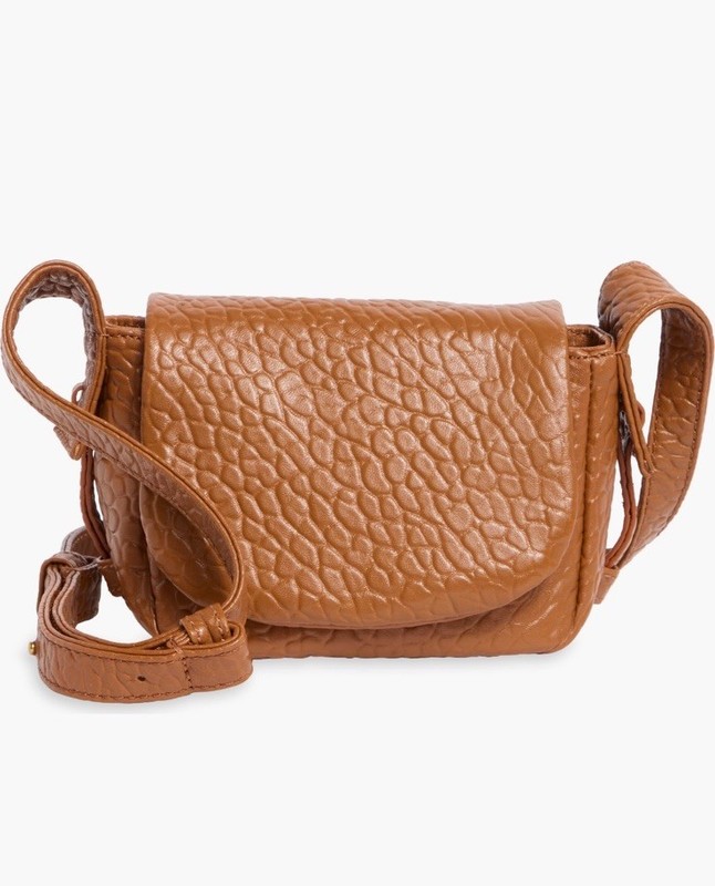HOBO Bonita Messenger Crossbody Bag Brown Pebbled Leather