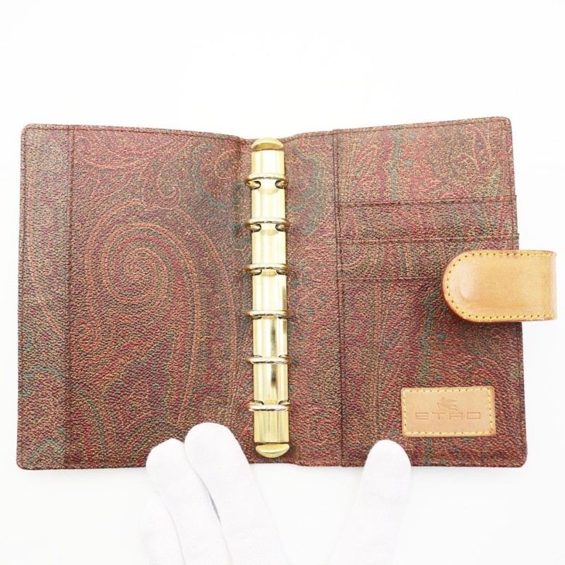 ETRO Paisley Pattern PVC/Leather Notebook Cover Brown K11-k072 gallery