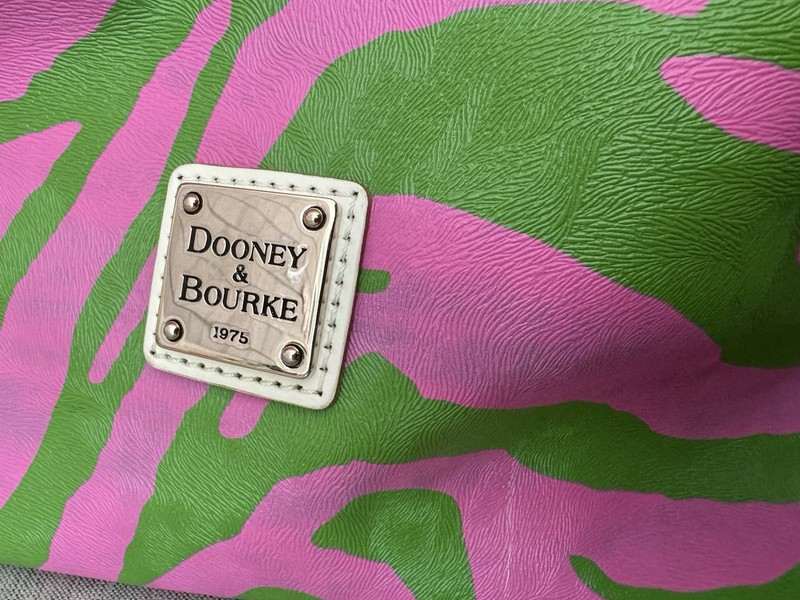 Dooney Bourke Leather Hobo Tote Bag Zebra Print Pink/Green gallery