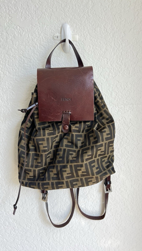SOLD AS IS VINTAGE FENDI Zucca FF Logo Monogram Backpack Brown/Black