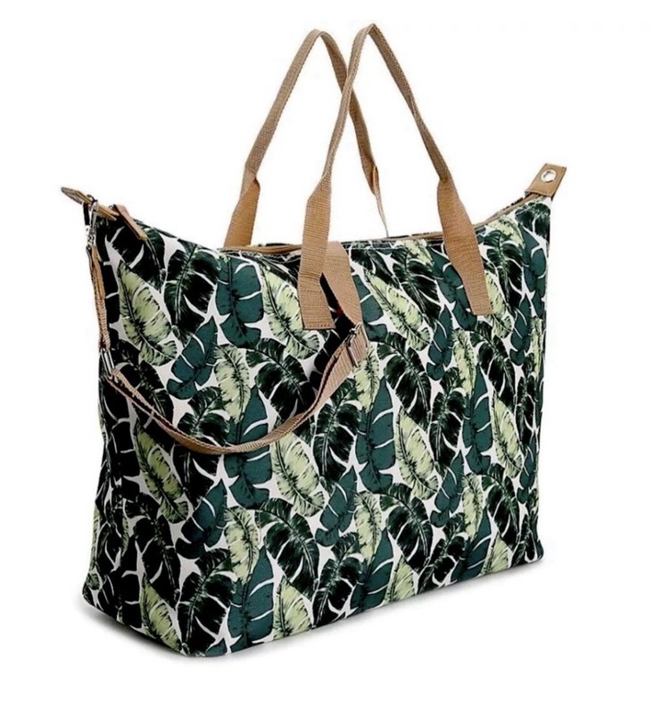 DSW Kelly and Katie Weekender Tote Beach Bag Green Leaf Print