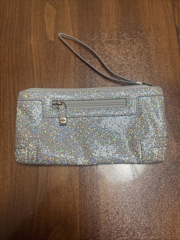 Ava Rose Silver Shimmer Rebecca Wristlet, Zippered Clutch Bag NWT