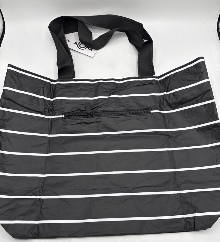 Aloha Collection Day Tripper Pinstripe Black/White New Bag Tote NWT gallery