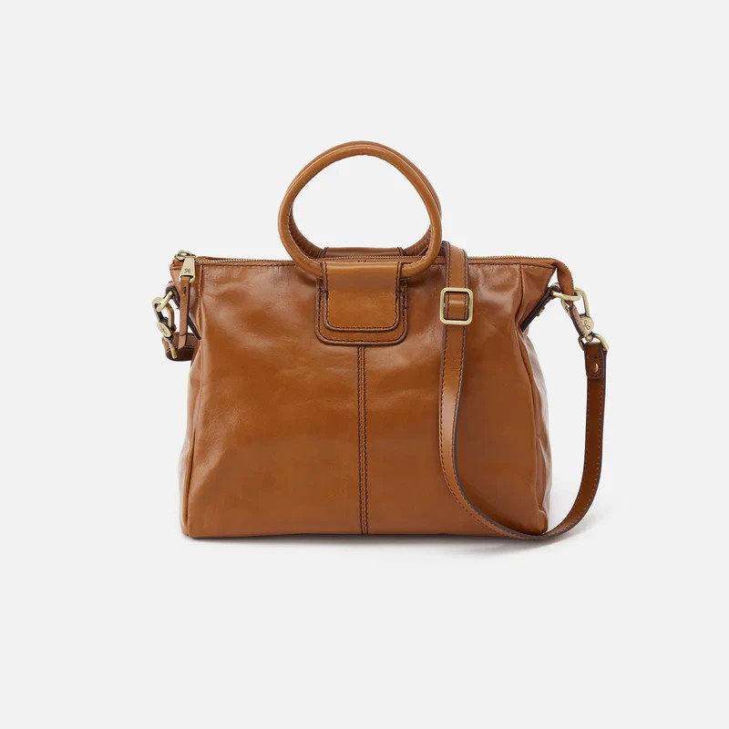 HOBO Sheila Medium Satchel Polished Leather Truffle Purse Bag MSRP $298