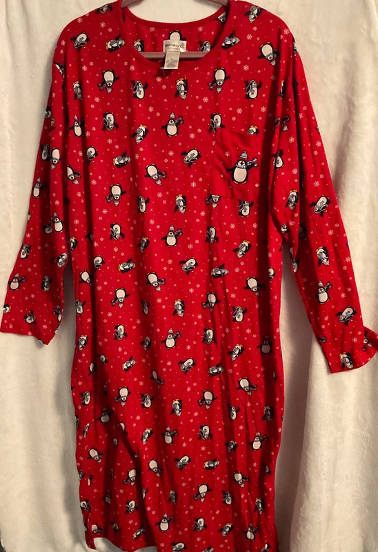 Fashion Bug Red Multi Penguins Snowflake Cotton Long Sleeve Long Sleepwear