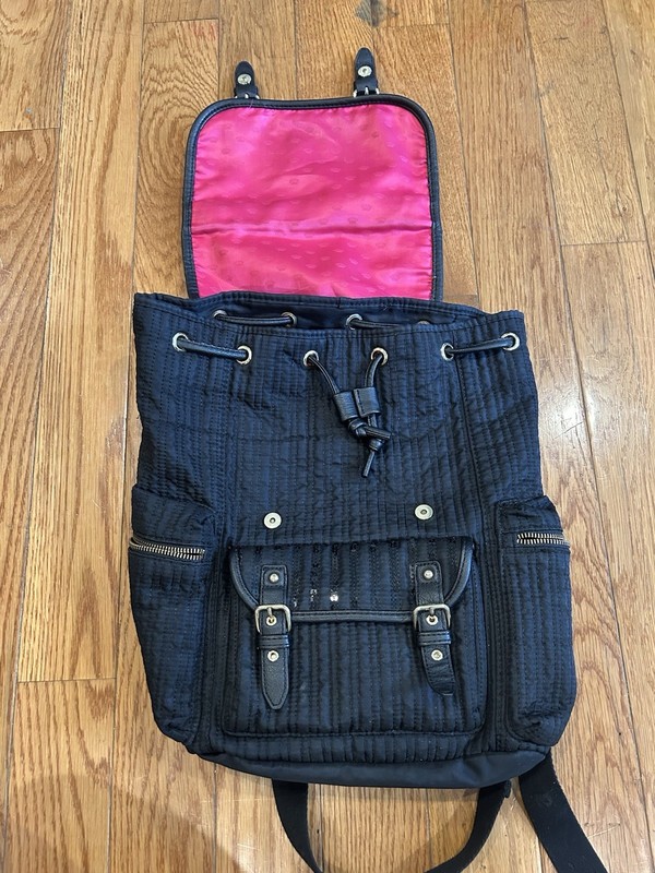 Juicy Couture Vintage Black Sequin Quilted Mini Backpack Goth Y2K Glam Bag gallery