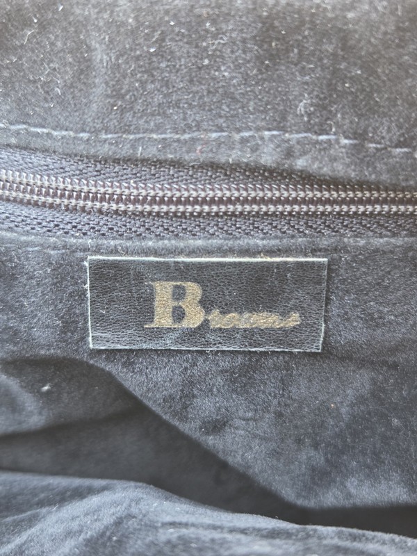 🍒Stylish 50s Black Leather Handbag/Clutch With Sueded Felt Lining Mid Century🍒 gallery