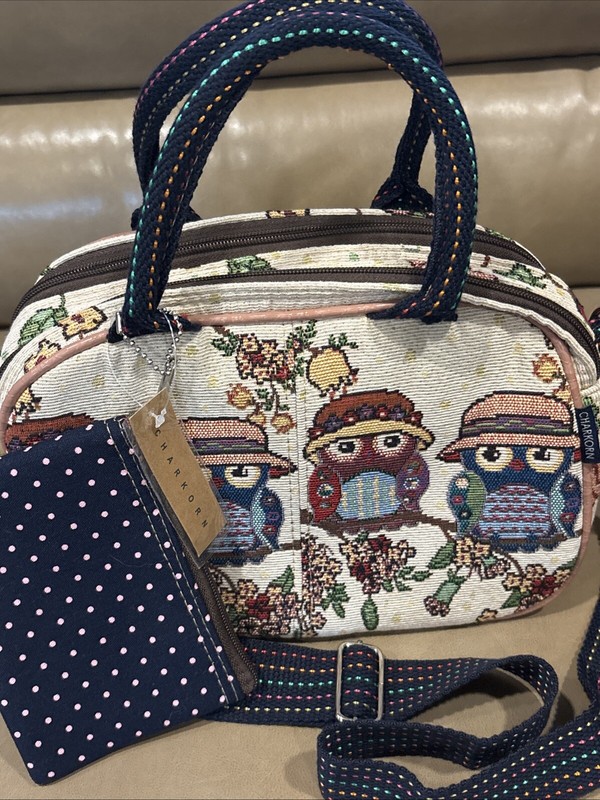 New Tapestry Owls Purse & Coin Purse Bag Handles Zipper Crossbody Charkorn CUTE gallery