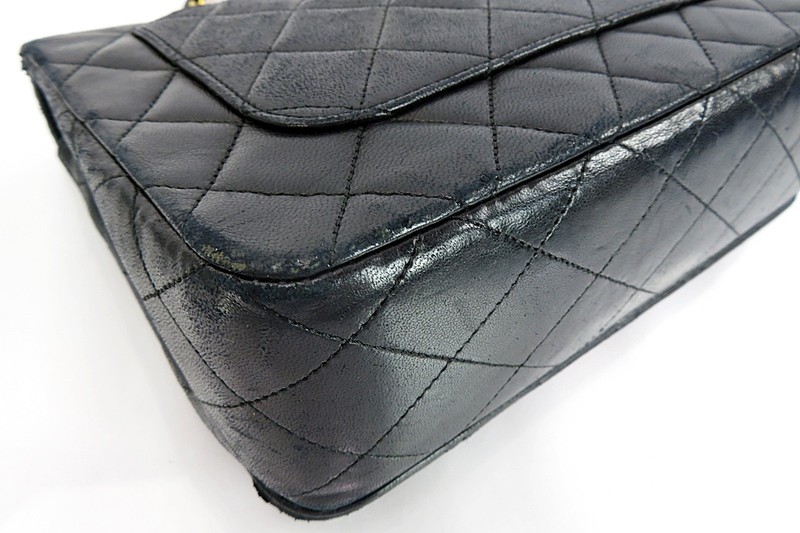 Auth CHANEL Black Quilted Leather Flap Cover Gold Chain Shoulder Bag Purse#63265 gallery