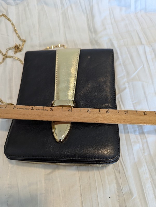 Dawli Vintage BLACK AND GOLD Leather Shoulder Bag gallery